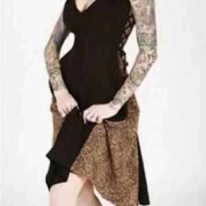 BETTIE PAGE TATYANA RETRO BLACK AND LEOPARD DRESS